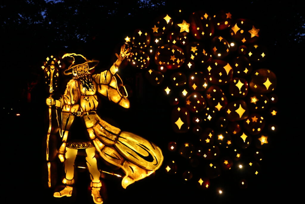 Wizard with staff and stars.