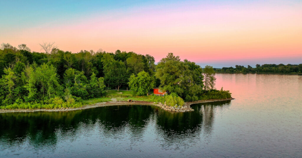 Sunset view of Parks of the St. Lawrence campground.