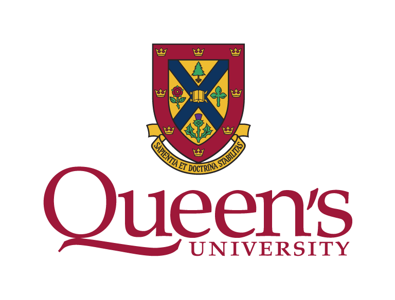Queen's University logo with coat of arms and motto.